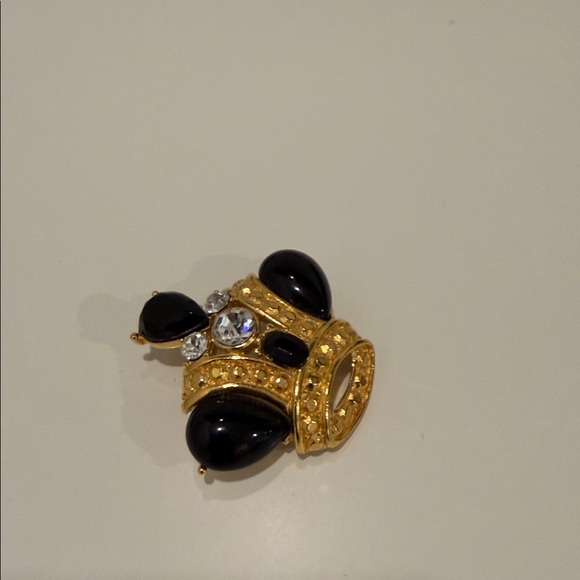 Vtg Trifari Royal Imperial Gold and Black Crown Brooch - Picture 5 of 9